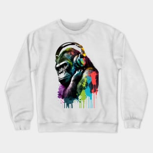 Gorilla Painting Listening to Music Crewneck Sweatshirt